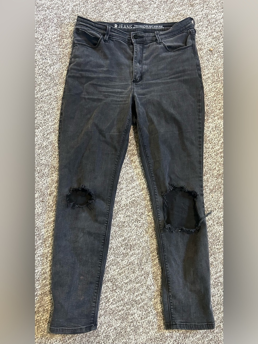 R.Jeans Women's Black Distressed Knee Skinny Jeans
